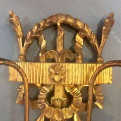 Pair of 1940s Italian Giltwood Wall Sconces, Louis XVI Style
