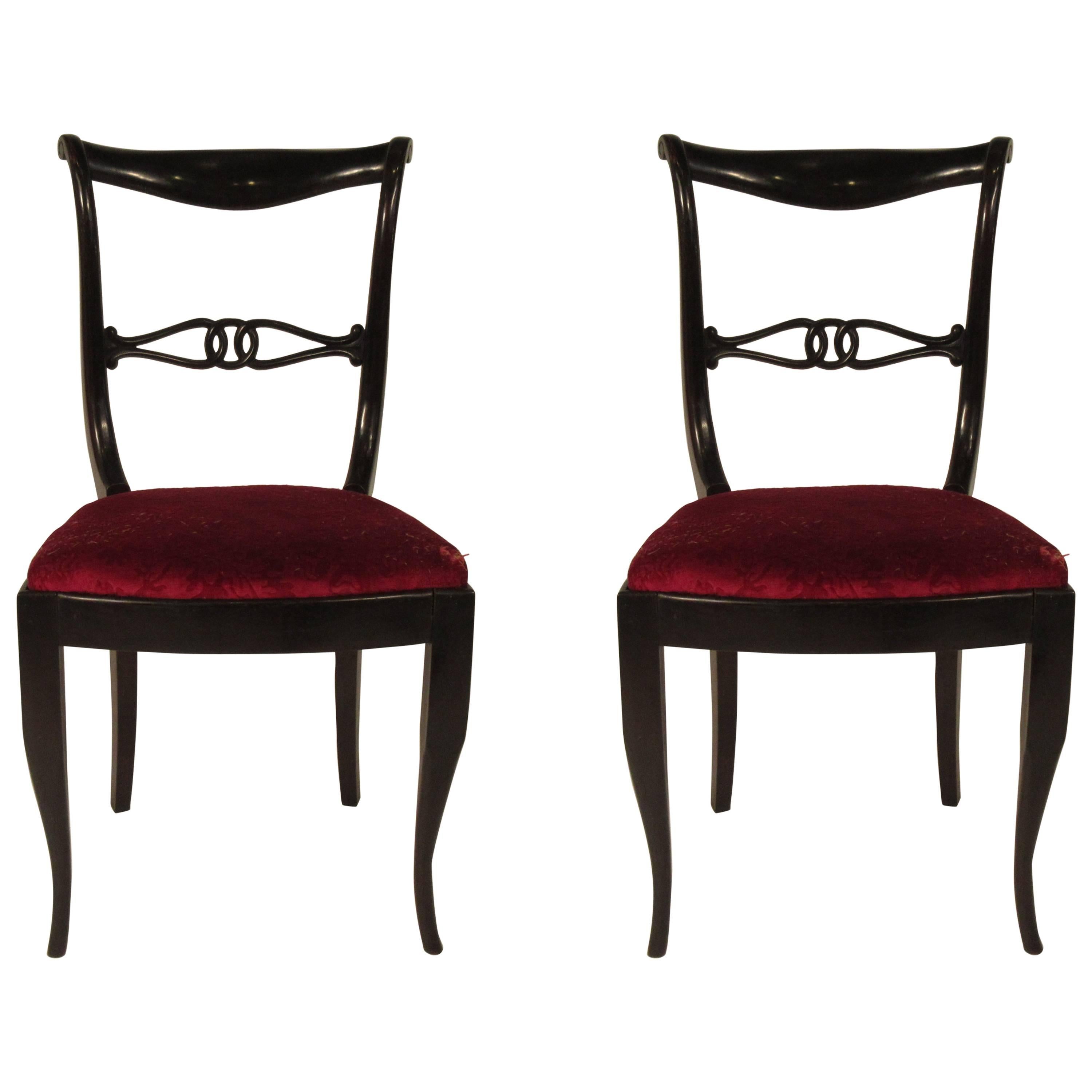 Pair of 1940s Italian Side Chairs For Sale