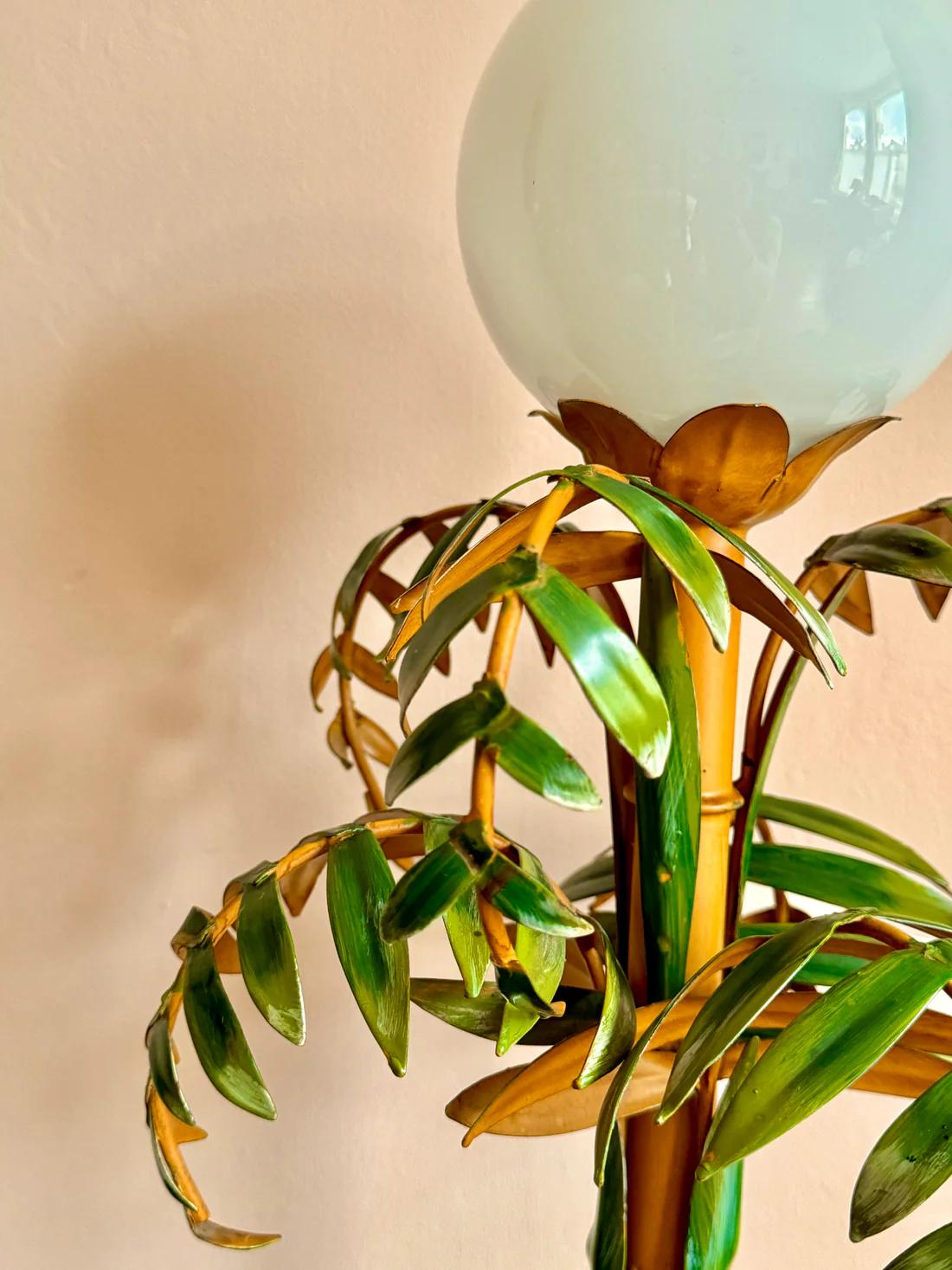 Métal Paire de lampes de table en bambou tolé italien des années 1940 en vente