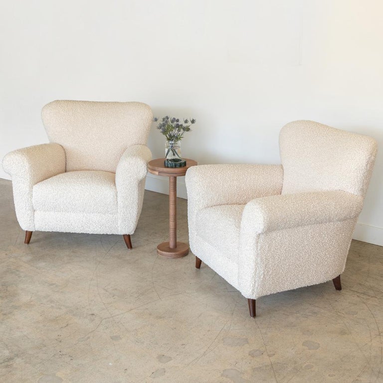 Pair of 1940's Italian Upholstered Armchairs For Sale 1