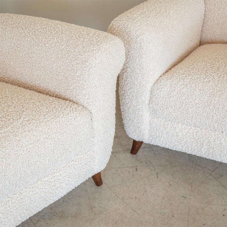 Pair of 1940's Italian Upholstered Armchairs For Sale 4