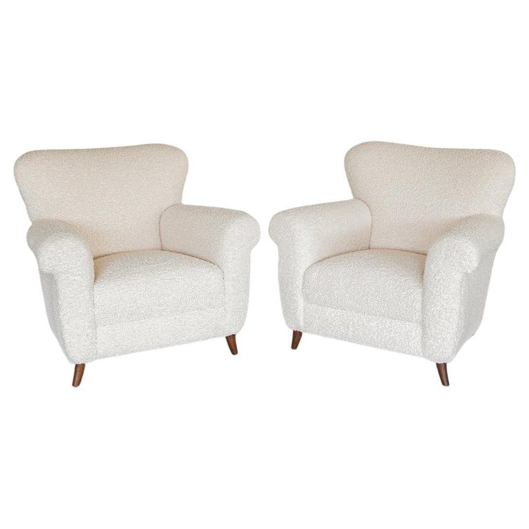 Pair of 1940's Italian Upholstered Armchairs For Sale