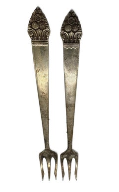 Pair of 1940's "King Cedric" Oneida Cocktail Oyster Seafood Forks