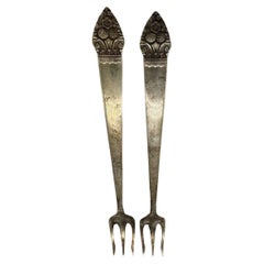 Pair of 1940's "King Cedric" Oneida Cocktail Oyster Seafood Forks