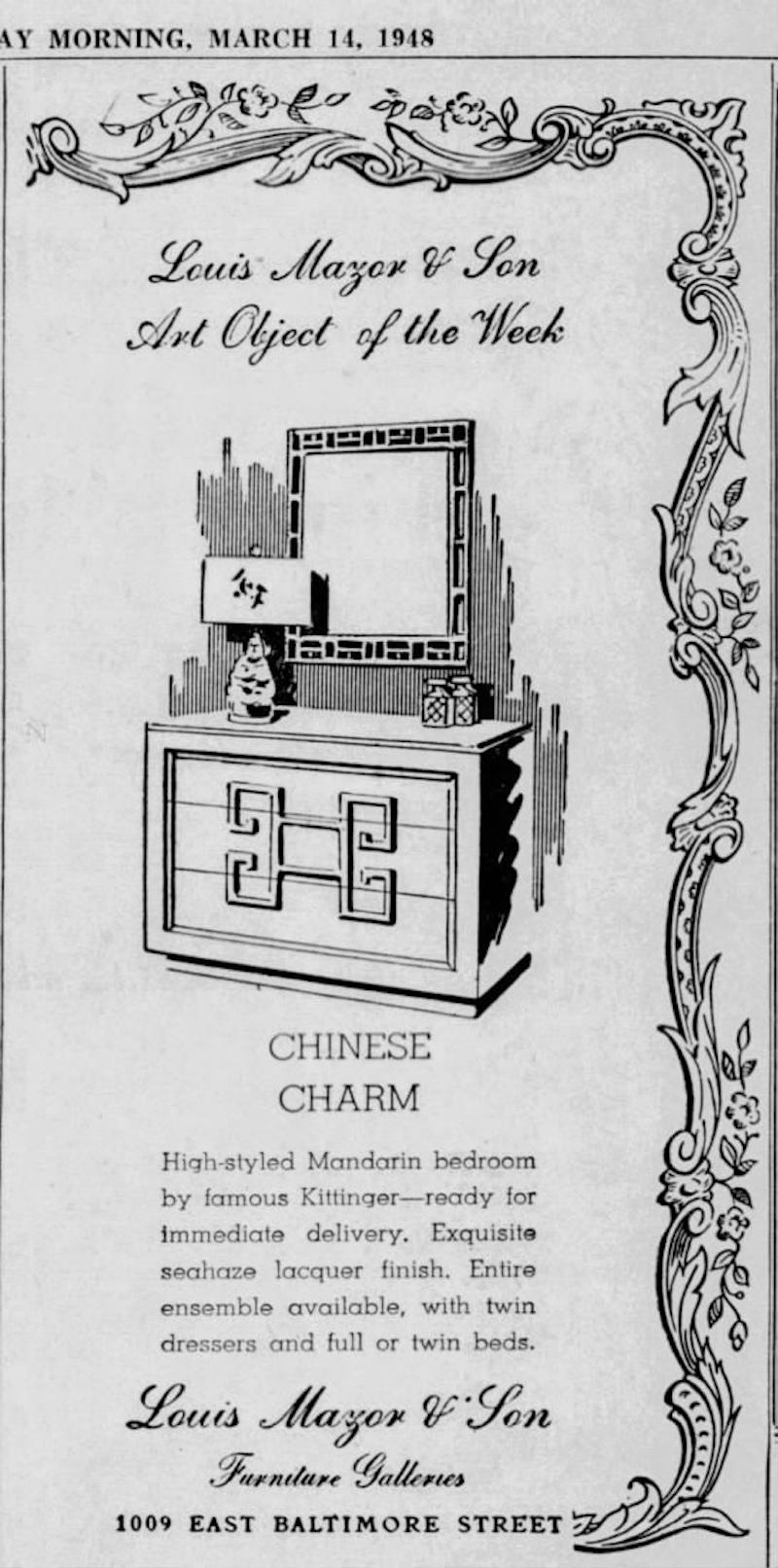 Pair of 1940's Kittinger Mandarin Greek Key Chests For Sale 2