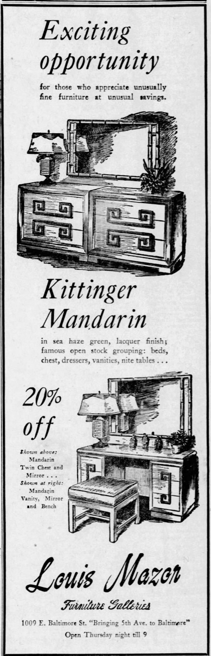 Kittinger Mandarin-Griechische Schlüsseltruhen aus den 1940er Jahren, Paar (Holz) im Angebot