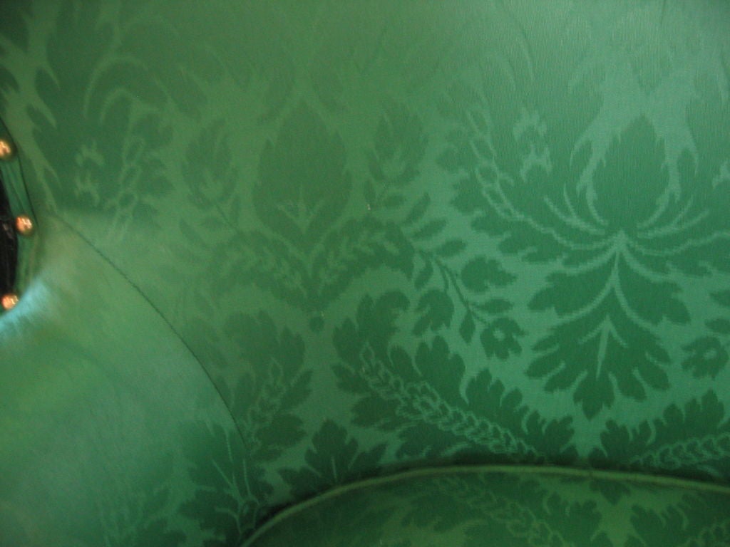 Pair of 1940s Lacquered Armchairs in Green Scalamandre Damask For Sale 2