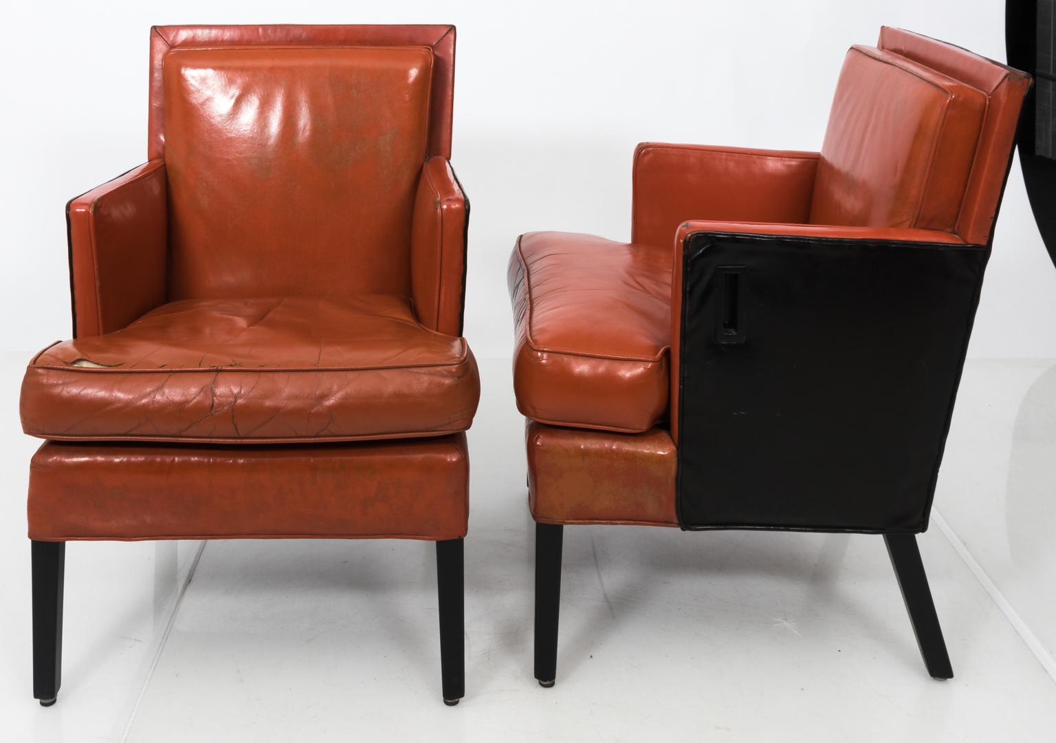 Pair of 1940s Leather Ocean Liner Armchairs For Sale 5