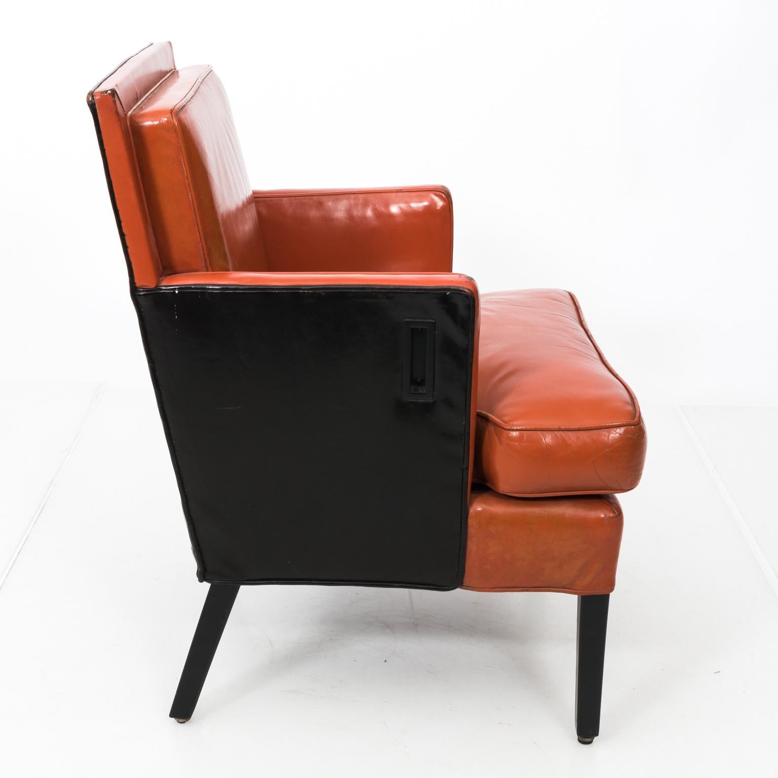 Mid-20th Century Pair of 1940s Leather Ocean Liner Armchairs For Sale
