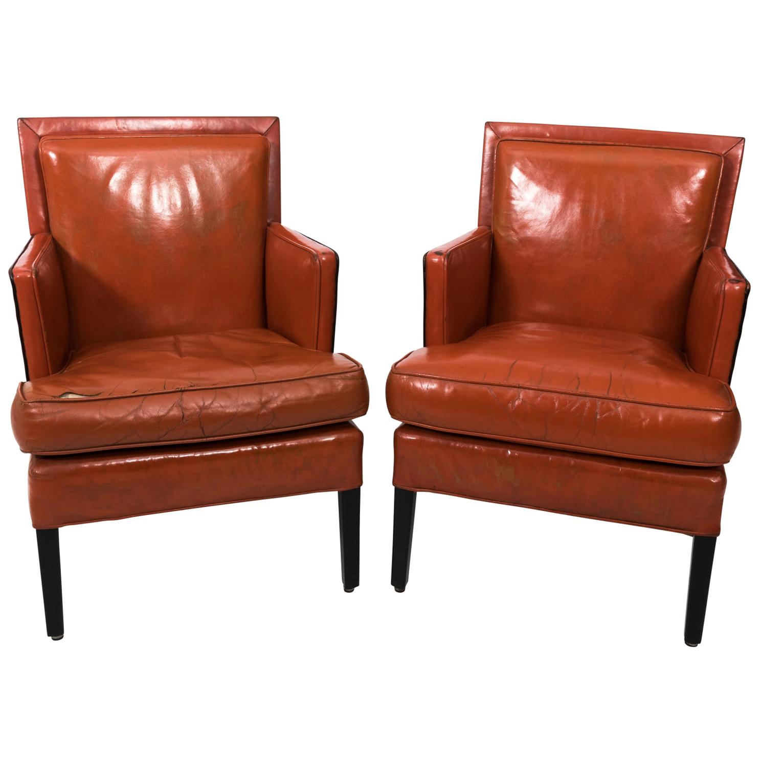 Pair of 1940s Leather Ocean Liner Armchairs For Sale