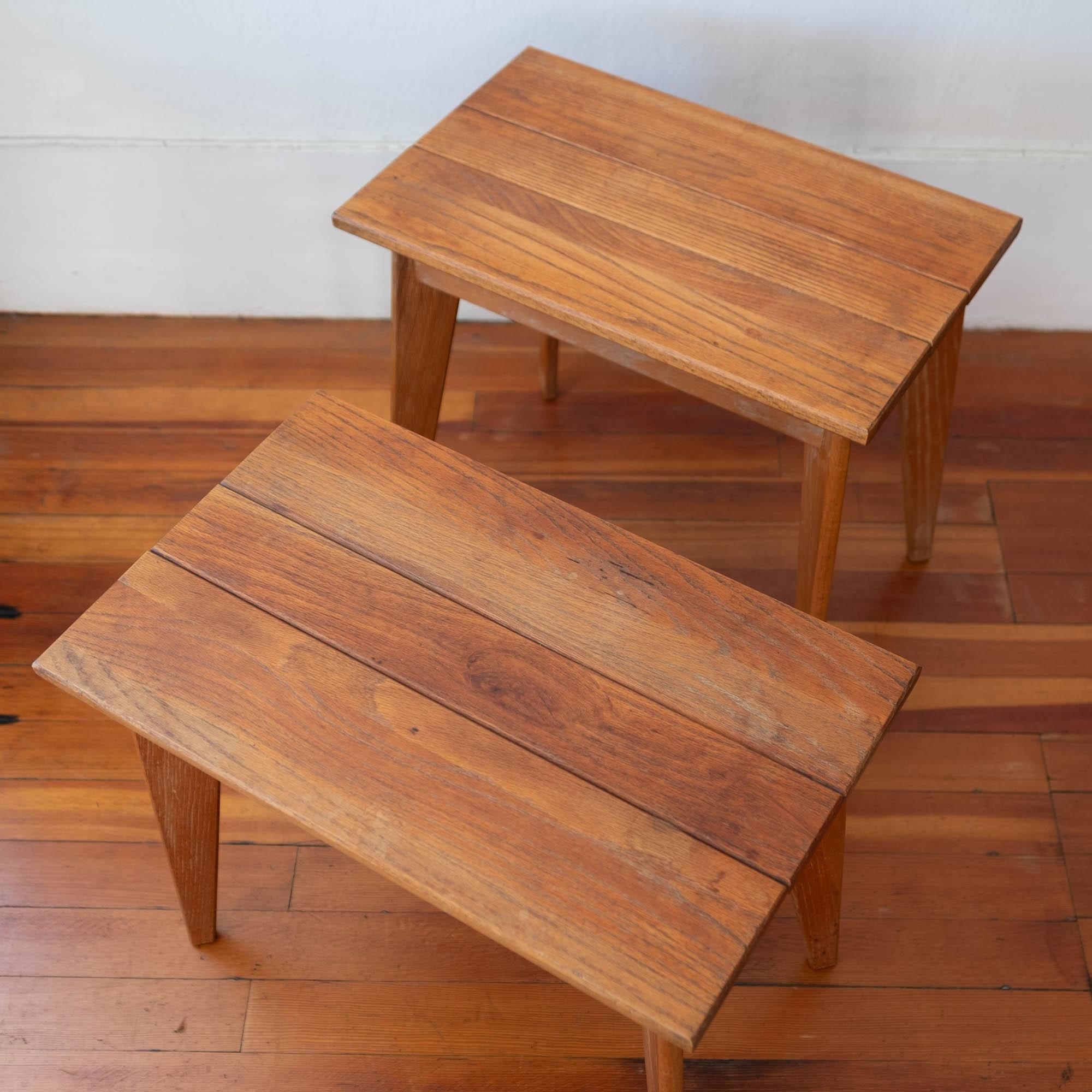 Pair of 1940s Limed Oak Side Tables For Sale 2