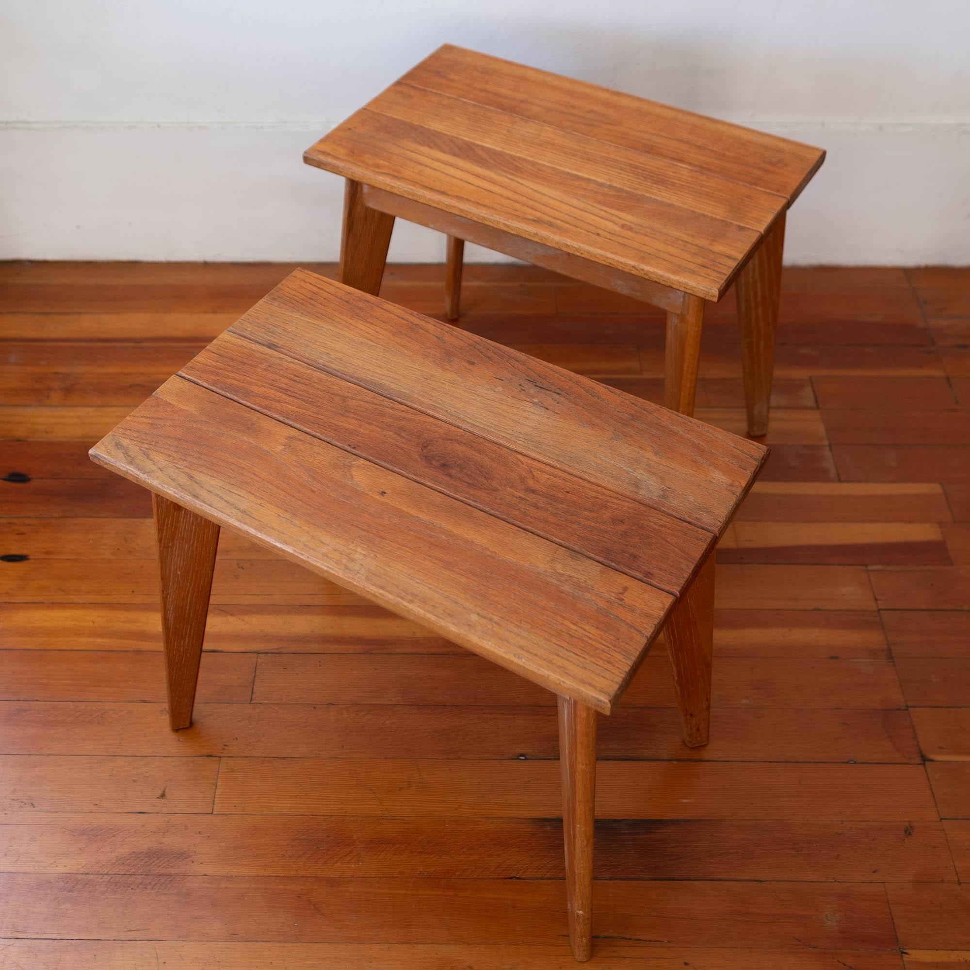 Pair of 1940s Limed Oak Side Tables For Sale 3