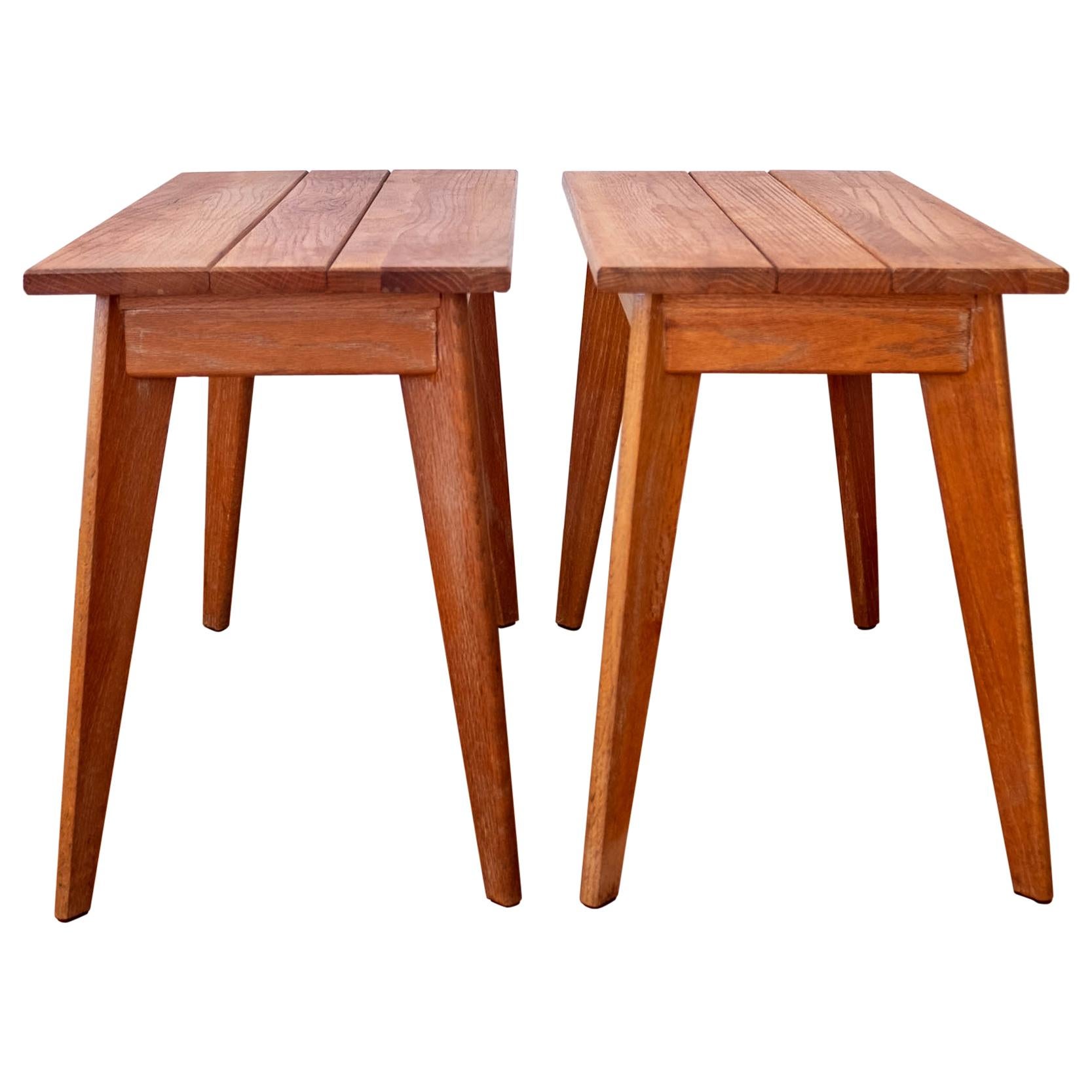 Pair of 1940s Limed Oak Side Tables For Sale