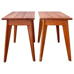 Vintage Pair of 1940s Limed Oak Side Tables