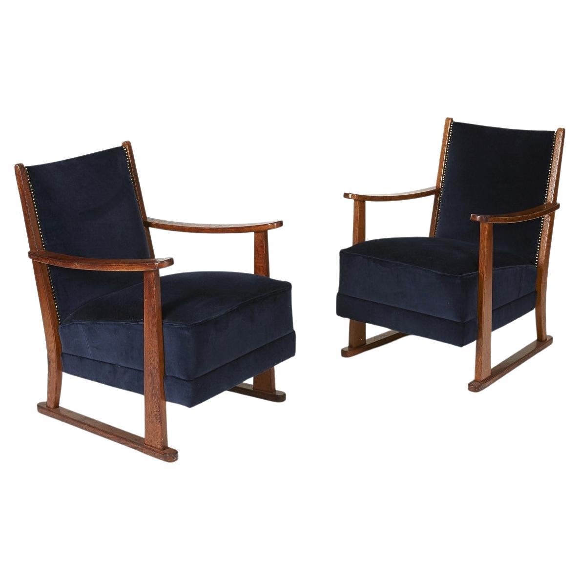 Italian Midcentury Vintage Ocher Velvet Armchair, 1940s at 1stDibs