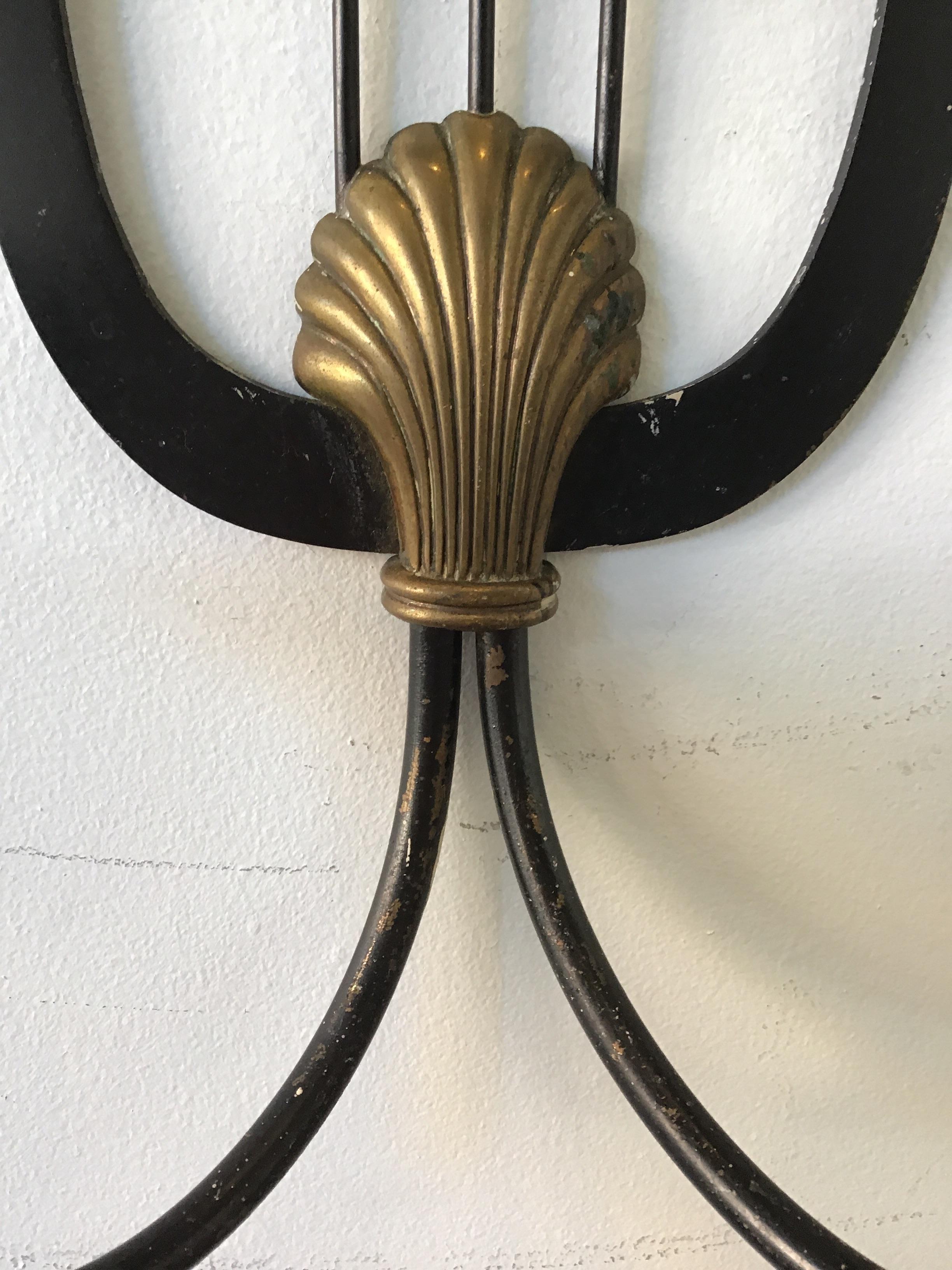 Pair of 1940s Lyre Sconces 2