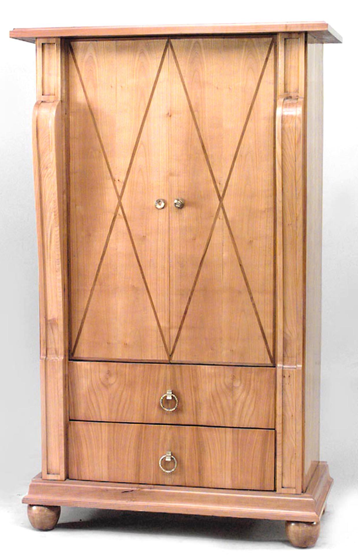 Art Deco Pair of French Andre Arbus 1940s Maple Cabinets For Sale