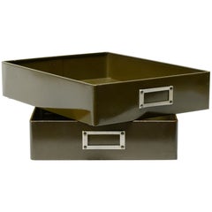 1940s Metal Drawer Insert Repurposed as Memo Tray, Two Available