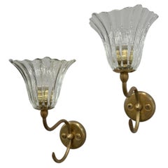 Pair of Vintage 1940’s Murano Glass Wall Lights by Ercole Barovier