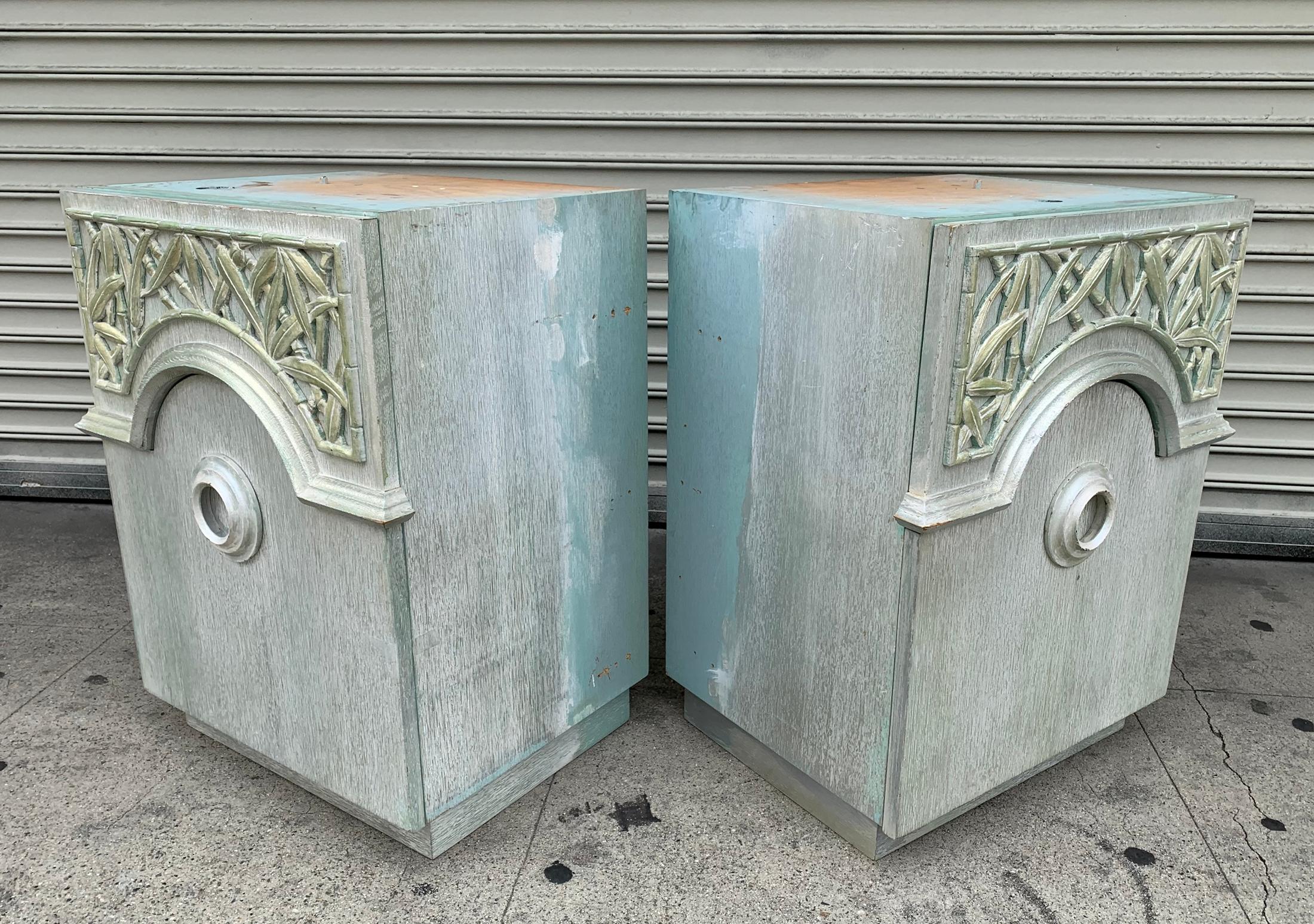 Art Deco Pair of 1940s Nightstands by James Mont, Signed