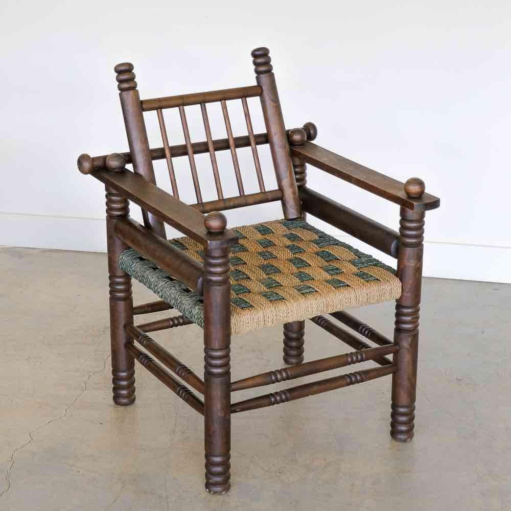 Pair of 1940's Oak and Woven Lounge Chairs by Charles Dudouyt For Sale 6