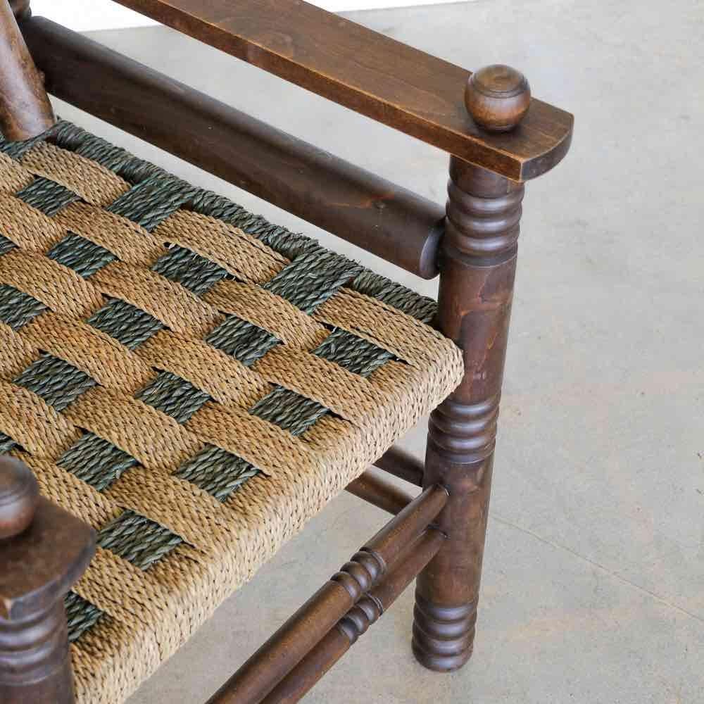 Pair of 1940's Oak and Woven Lounge Chairs by Charles Dudouyt For Sale 7