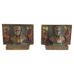 Pair of 1940s Painted Bronzed Plaster Dante Bookends