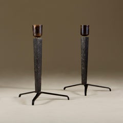 Pair of 1940s Painted Iron Tripod Lamps by Jean-Michel Frank