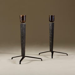 Pair of 1940s Painted Iron Tripod Table Lamps by Jean-Michel Frank