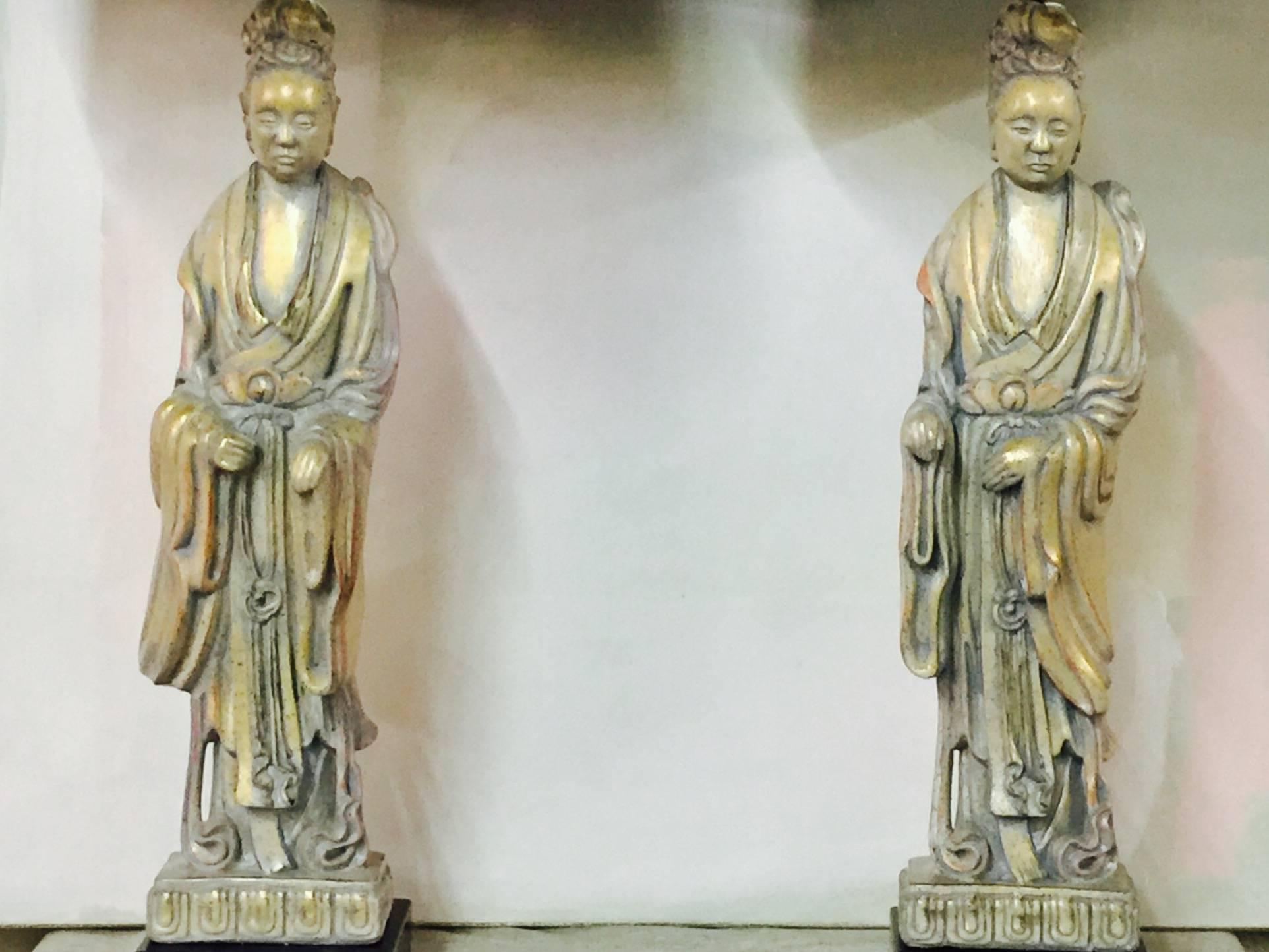 Pair of 1940s Quan Yin Table Lamps by Frederick Cooper In Good Condition In Dallas, TX