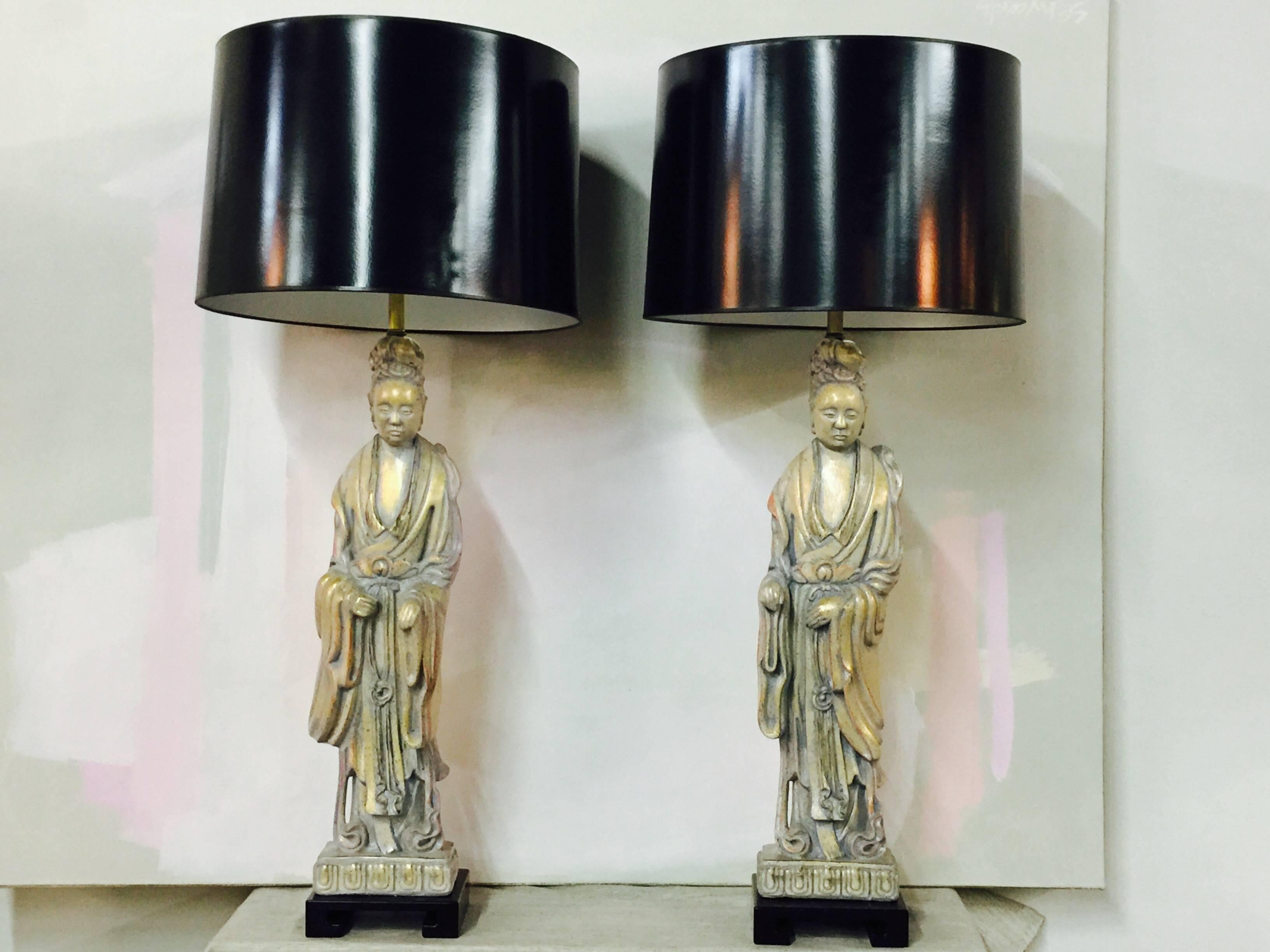 20th Century Pair of 1940s Quan Yin Table Lamps by Frederick Cooper