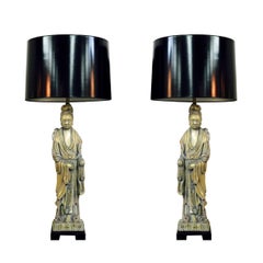 Retro Pair of 1940s Quan Yin Table Lamps by Frederick Cooper