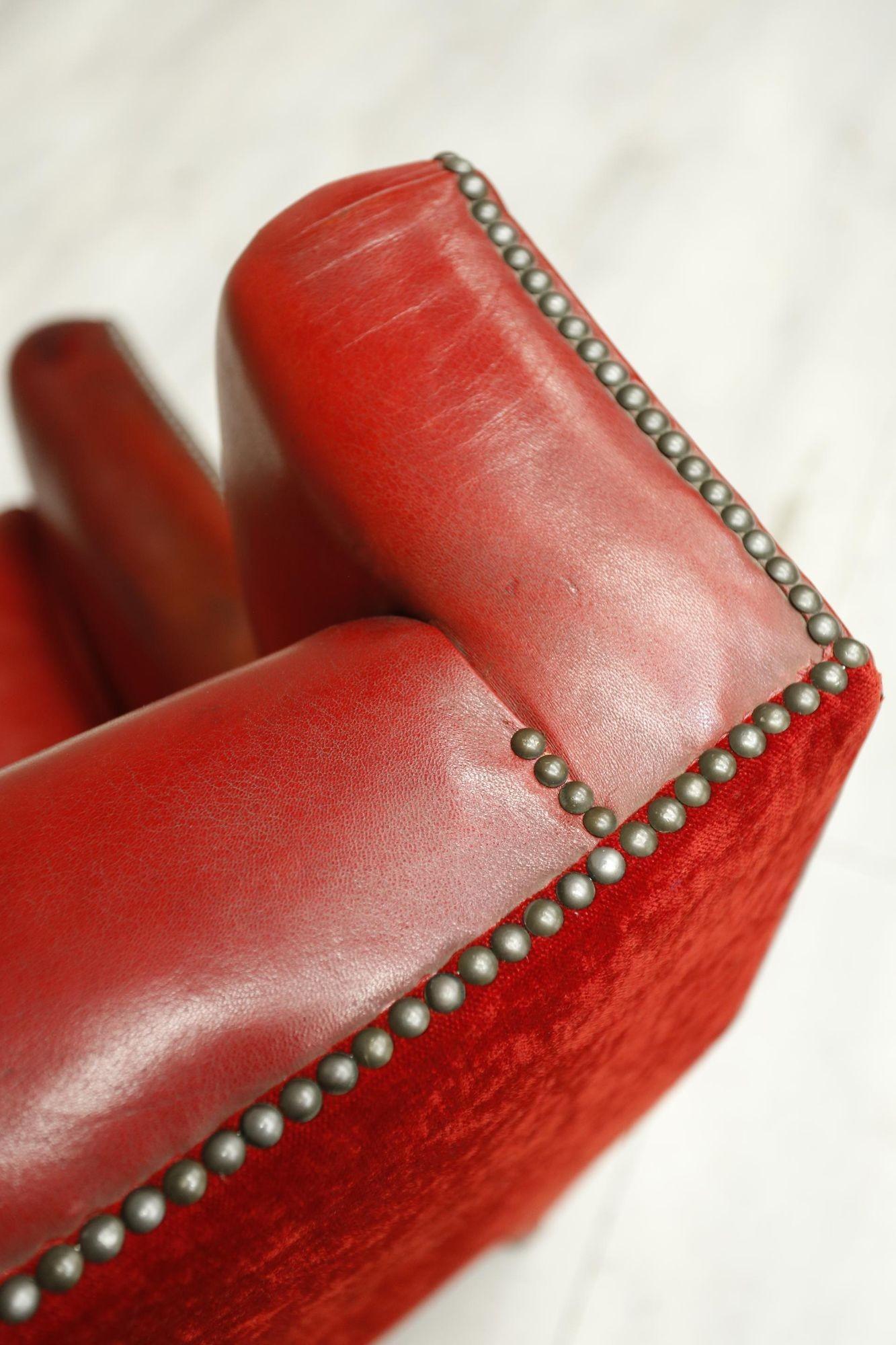 Pair of 1940's Red Leather Armchairs 8