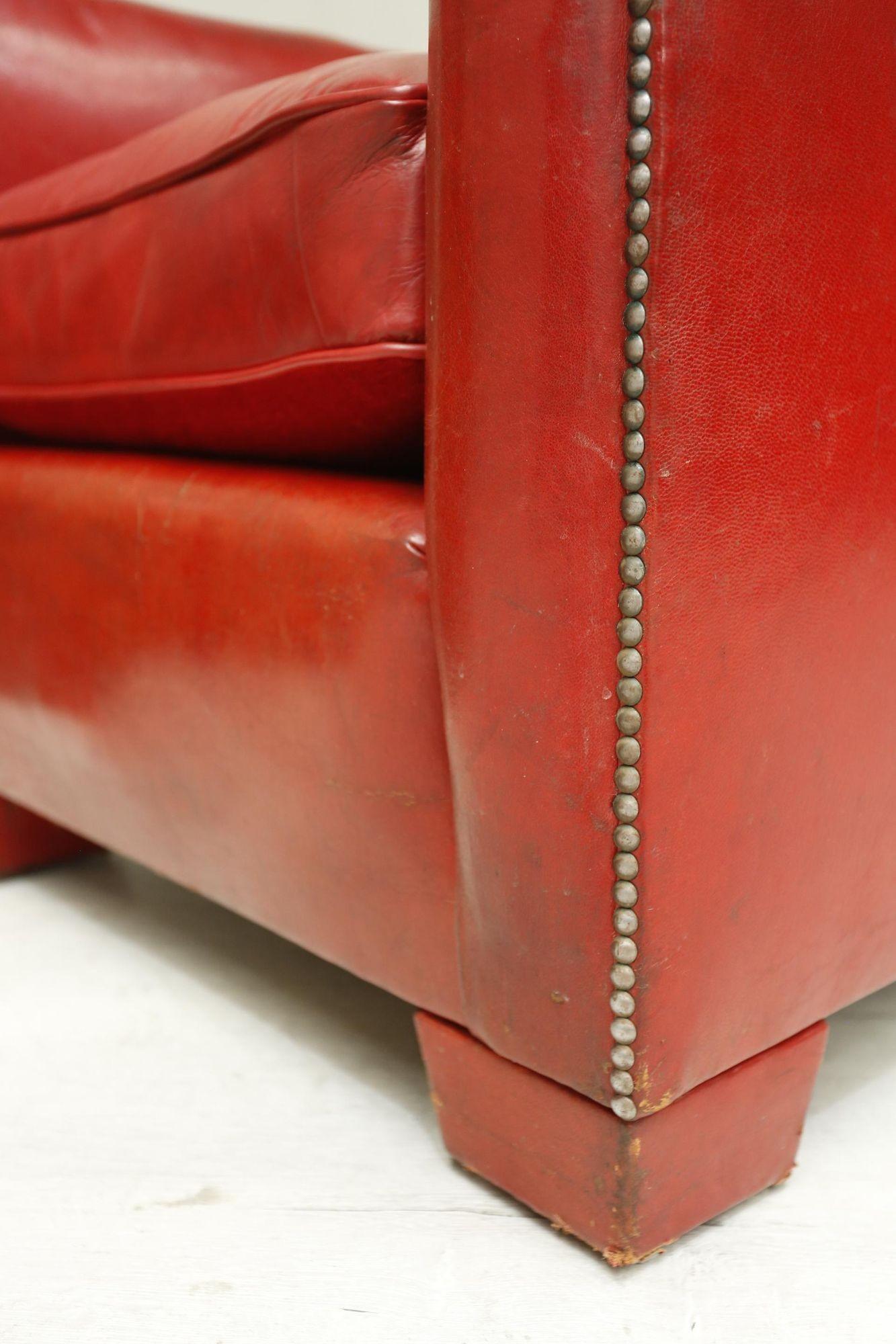 Pair of 1940's Red Leather Armchairs 3