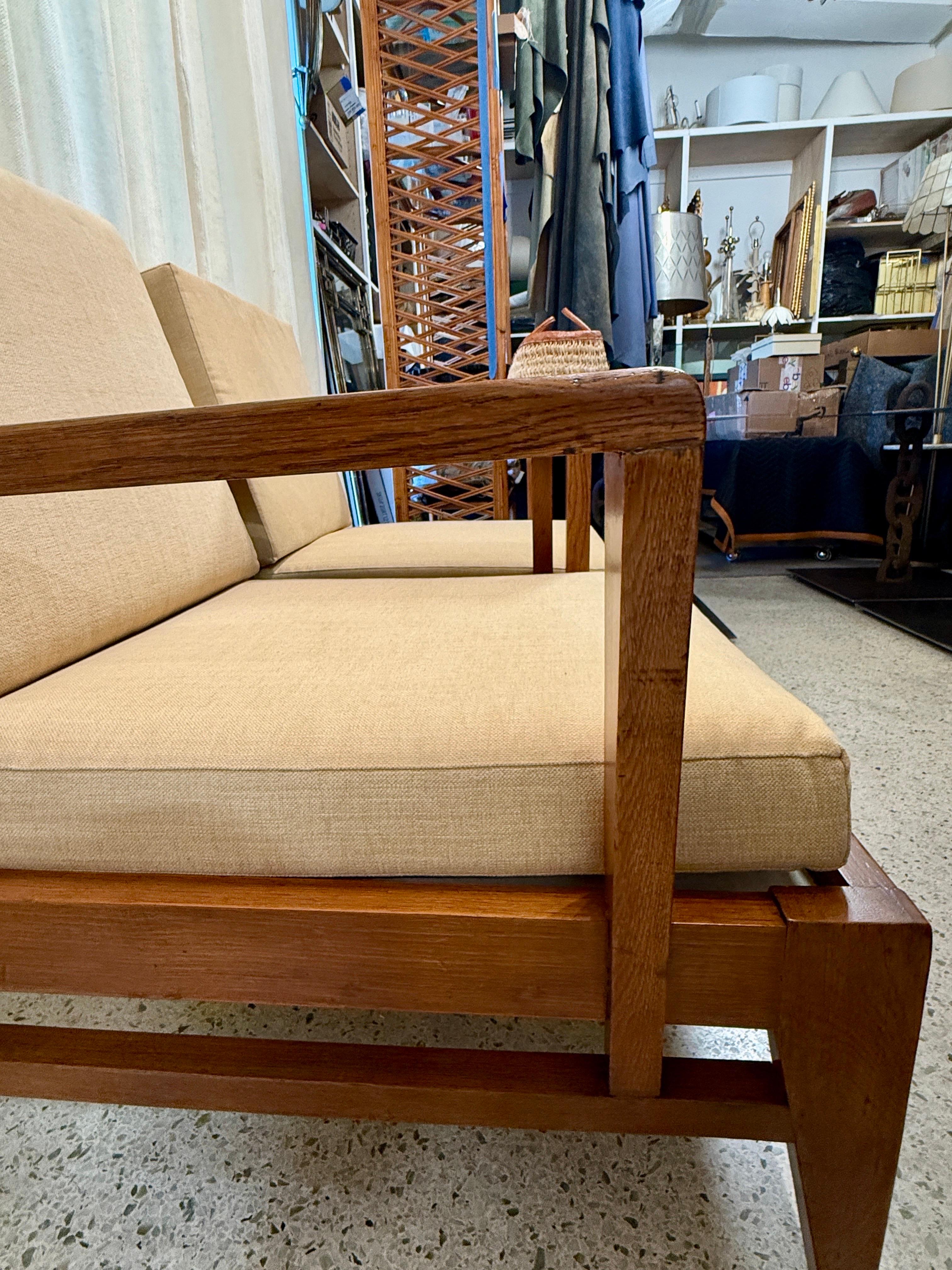 Pair of 1940's Rene Gabriel Oak Armchairs en vente 2