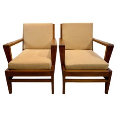 Pair of 1940's Rene Gabriel Oak Armchairs