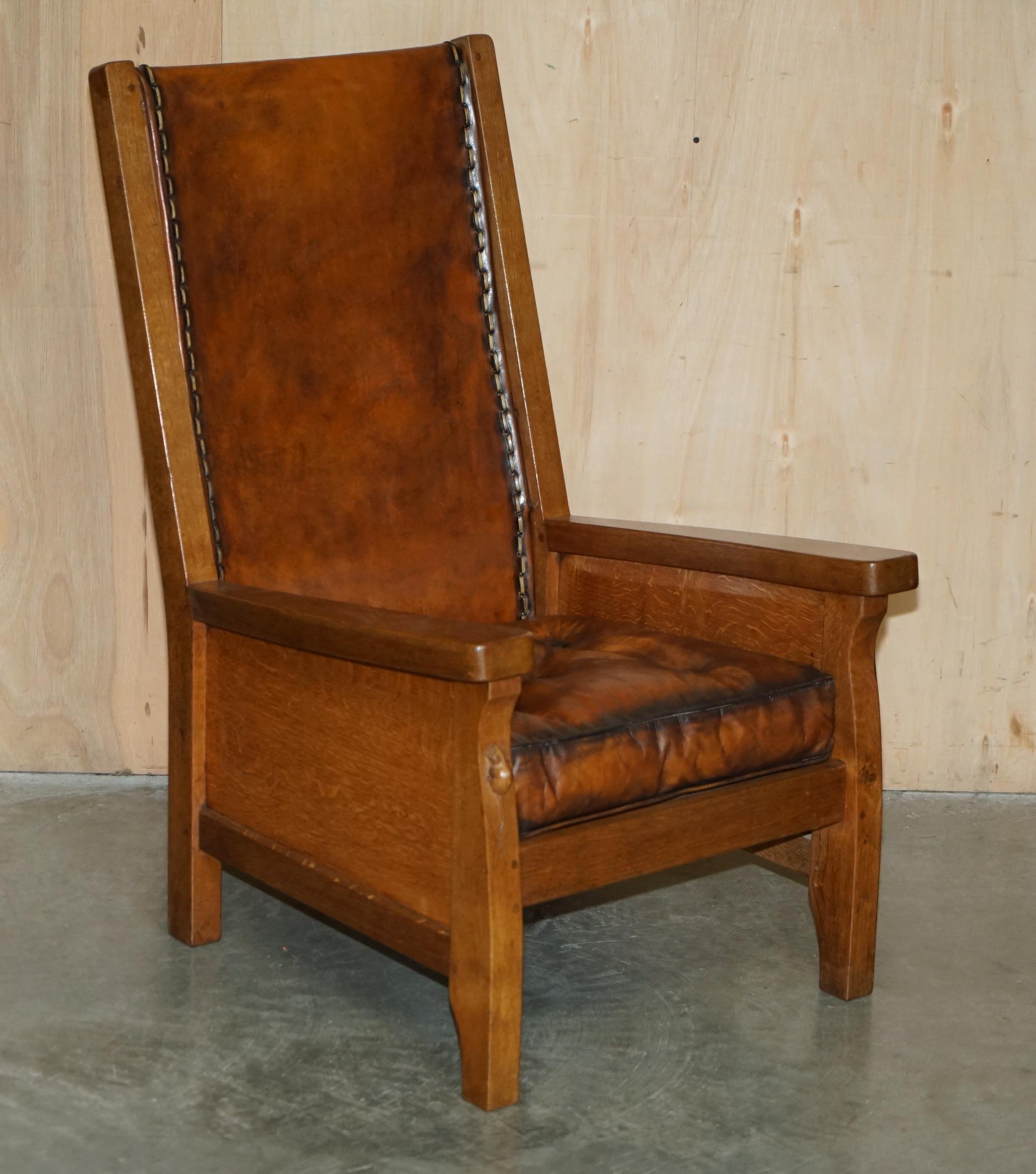 PAR DE SILLONES DE CUERO DE 1940 ROBERT MOUSEMAN THOMPSON BROWN CHESTERFIELD Art Decó en venta