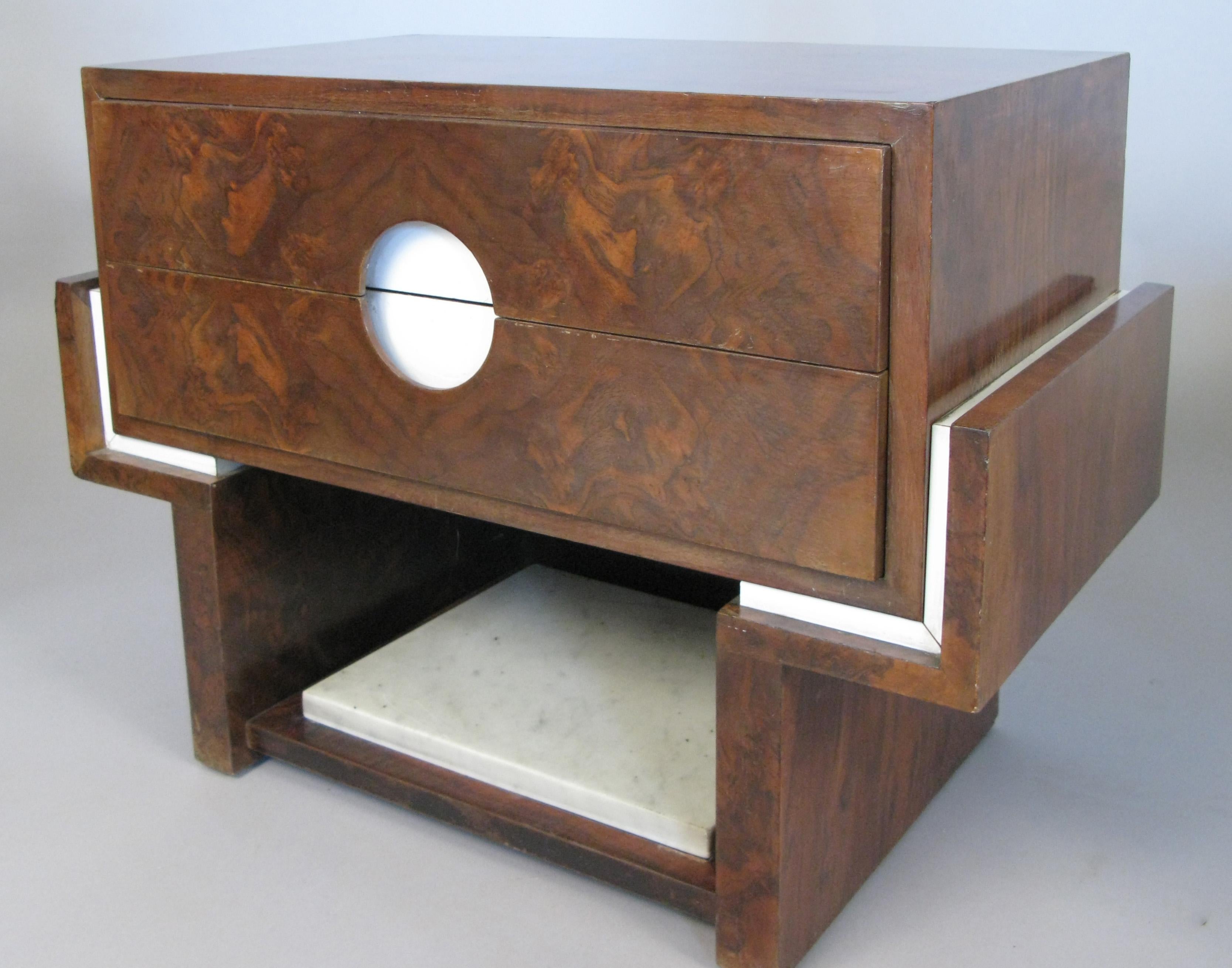 Pair of 1940s Rosewood and Marble Nightstands In Good Condition In Hudson, NY