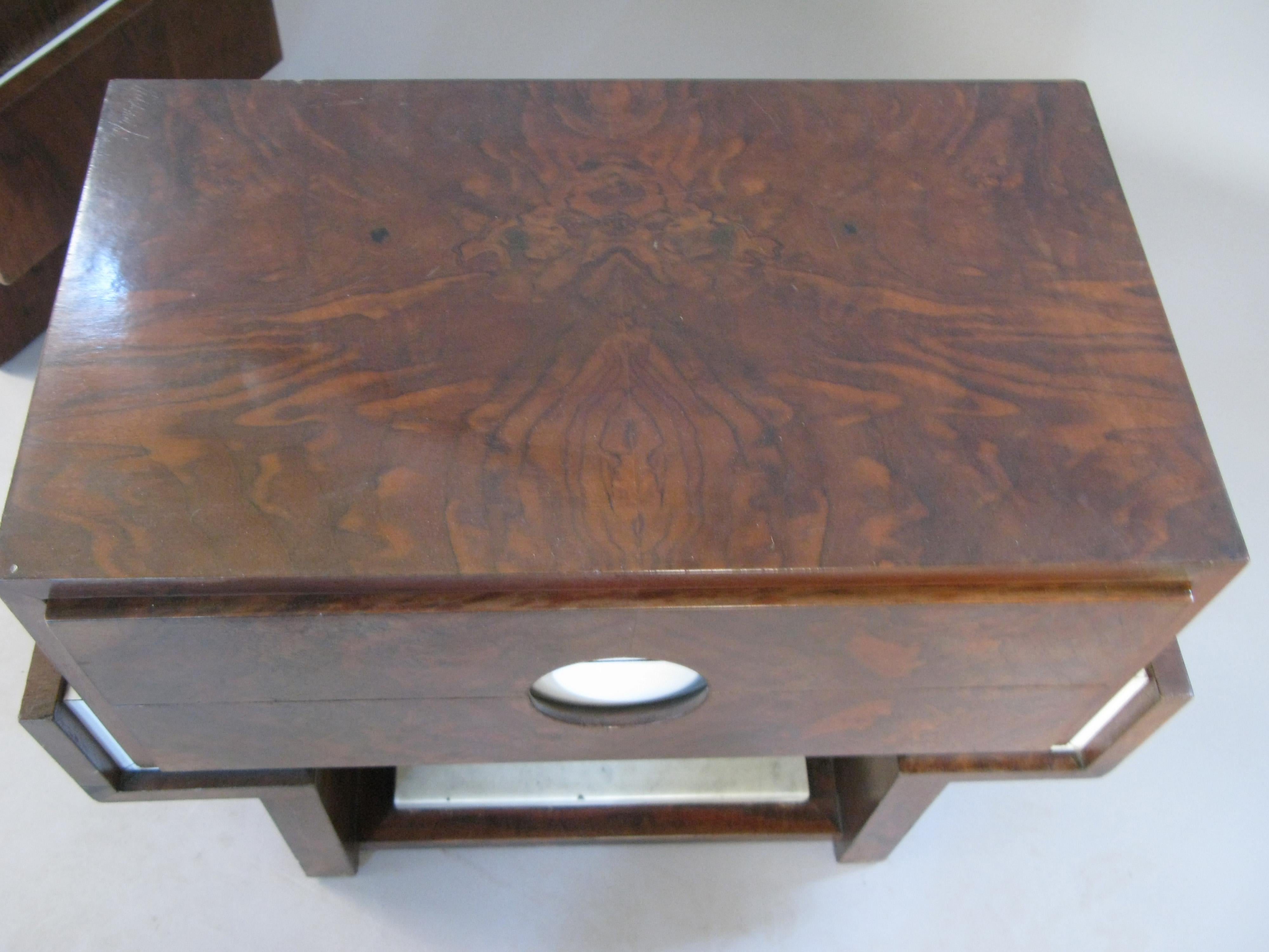 Pair of 1940s Rosewood and Marble Nightstands 2