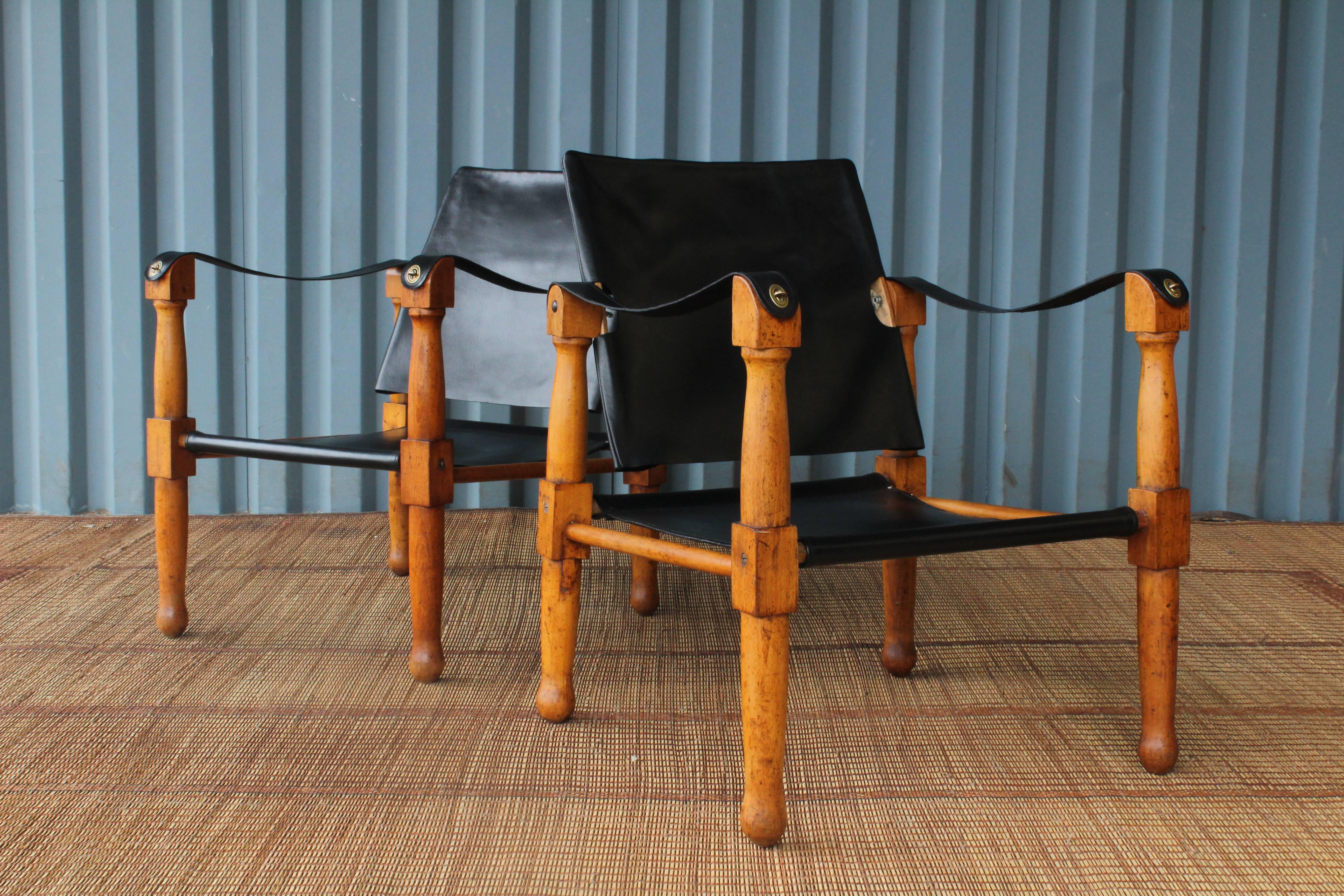 Scandinavian Pair of 1940s Safari Chairs