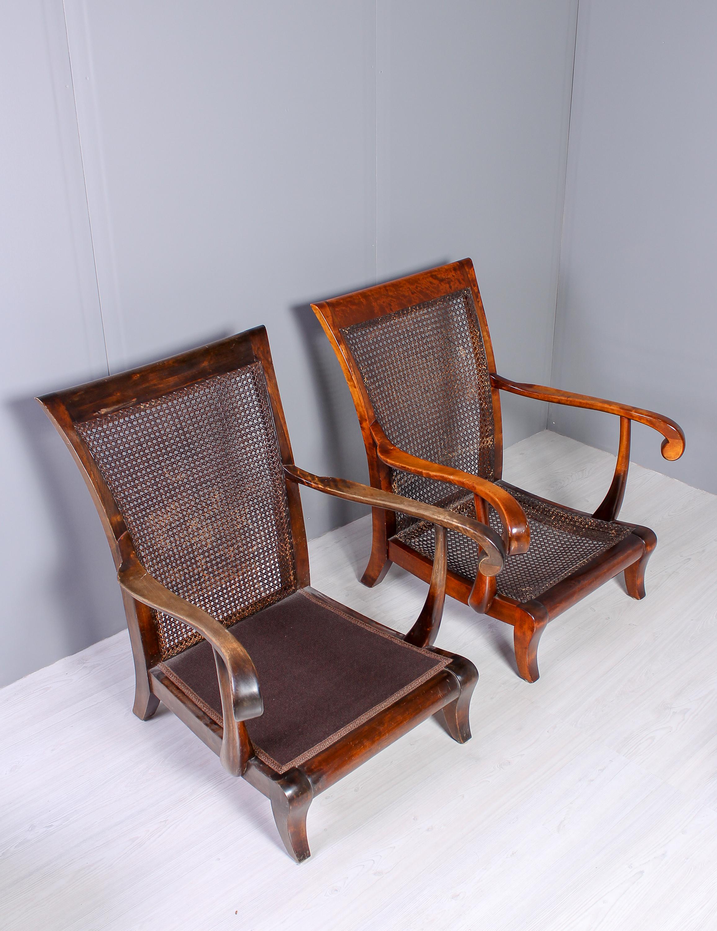 Pair of 1940s Scandinavian Lounge Chairs and Ottomans  10