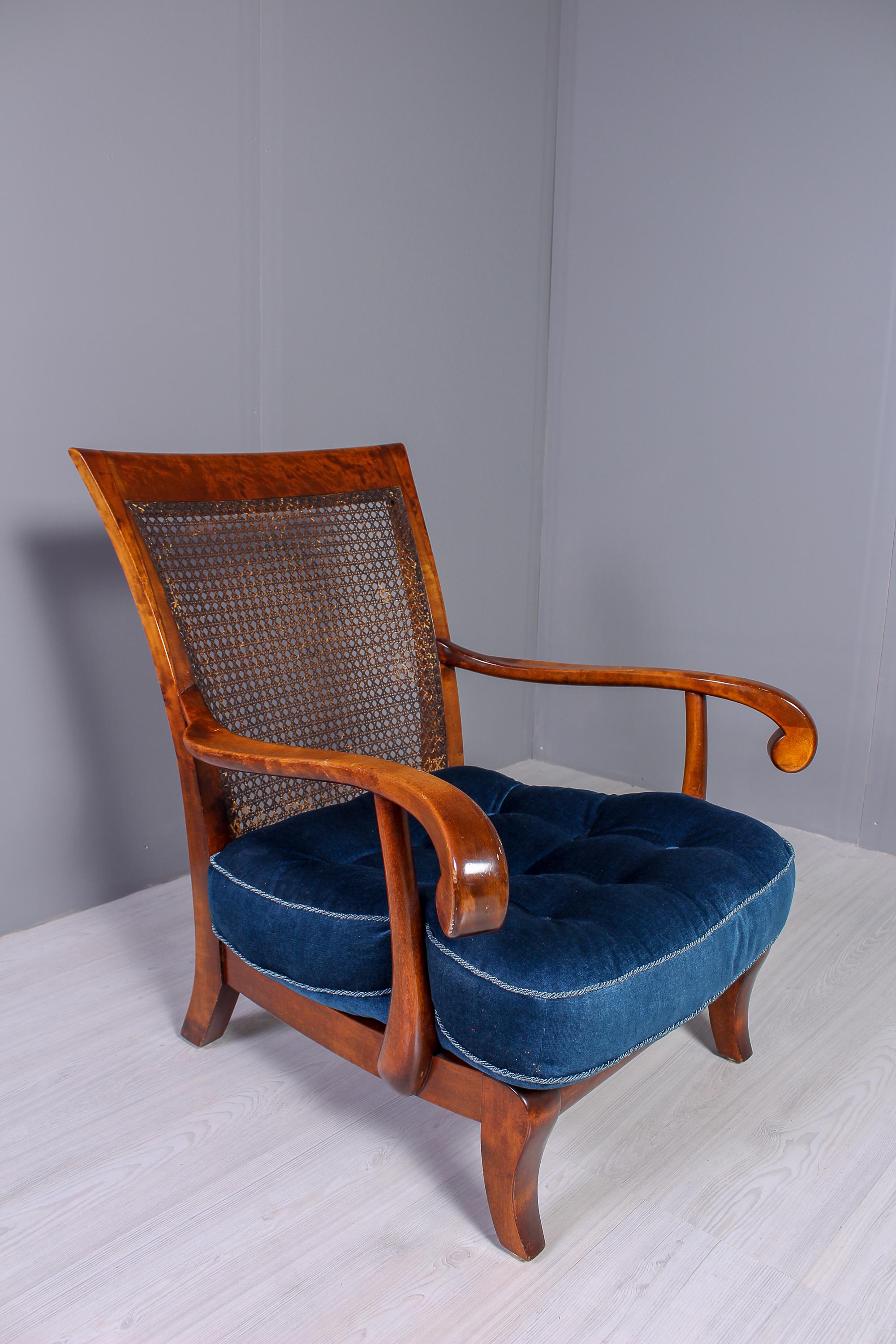 Pair of 1940s Scandinavian Lounge Chairs and Ottomans  In Good Condition In Malmo, SE