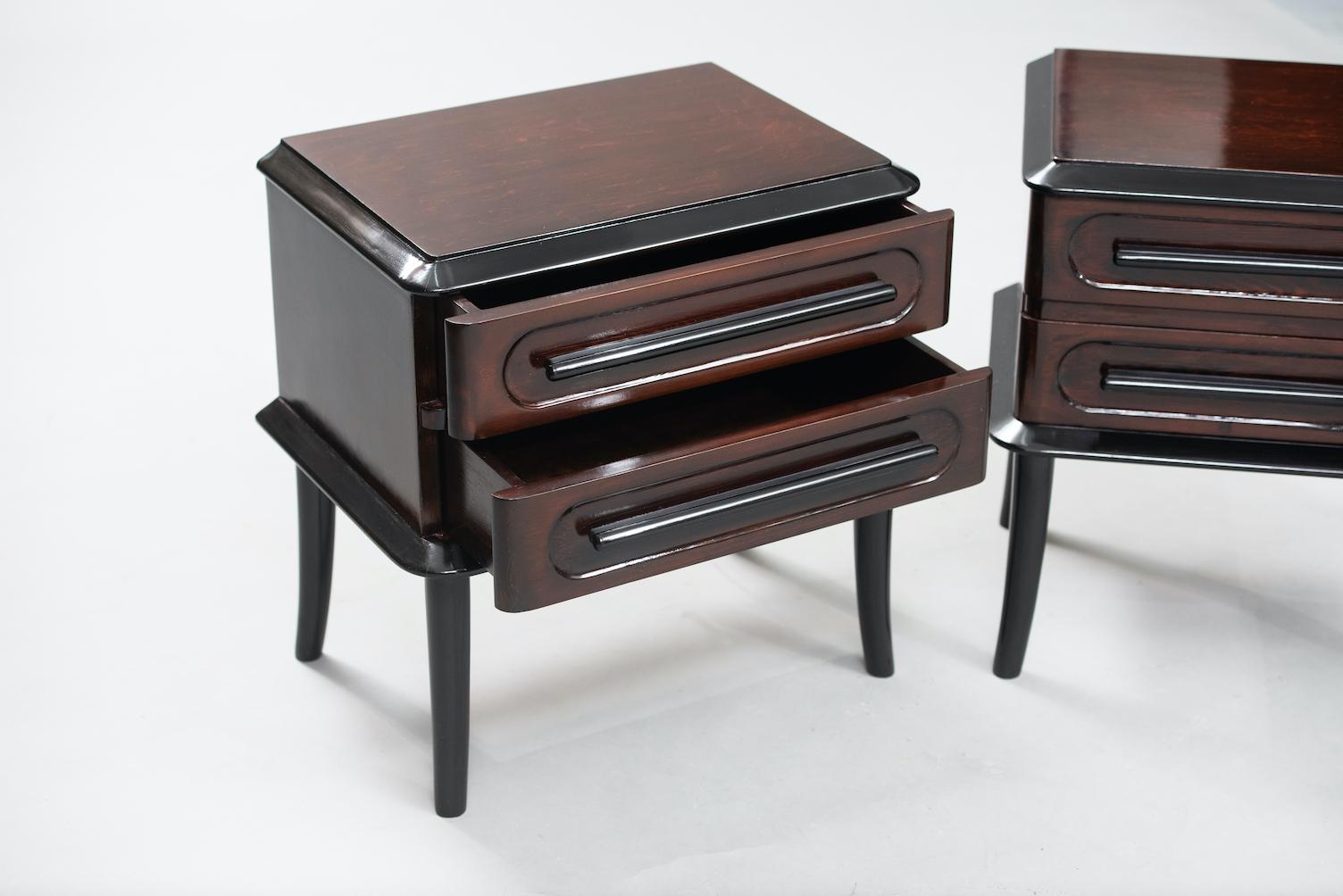 Ebonized Pair of 1940s Scandinavian Night Stands For Sale