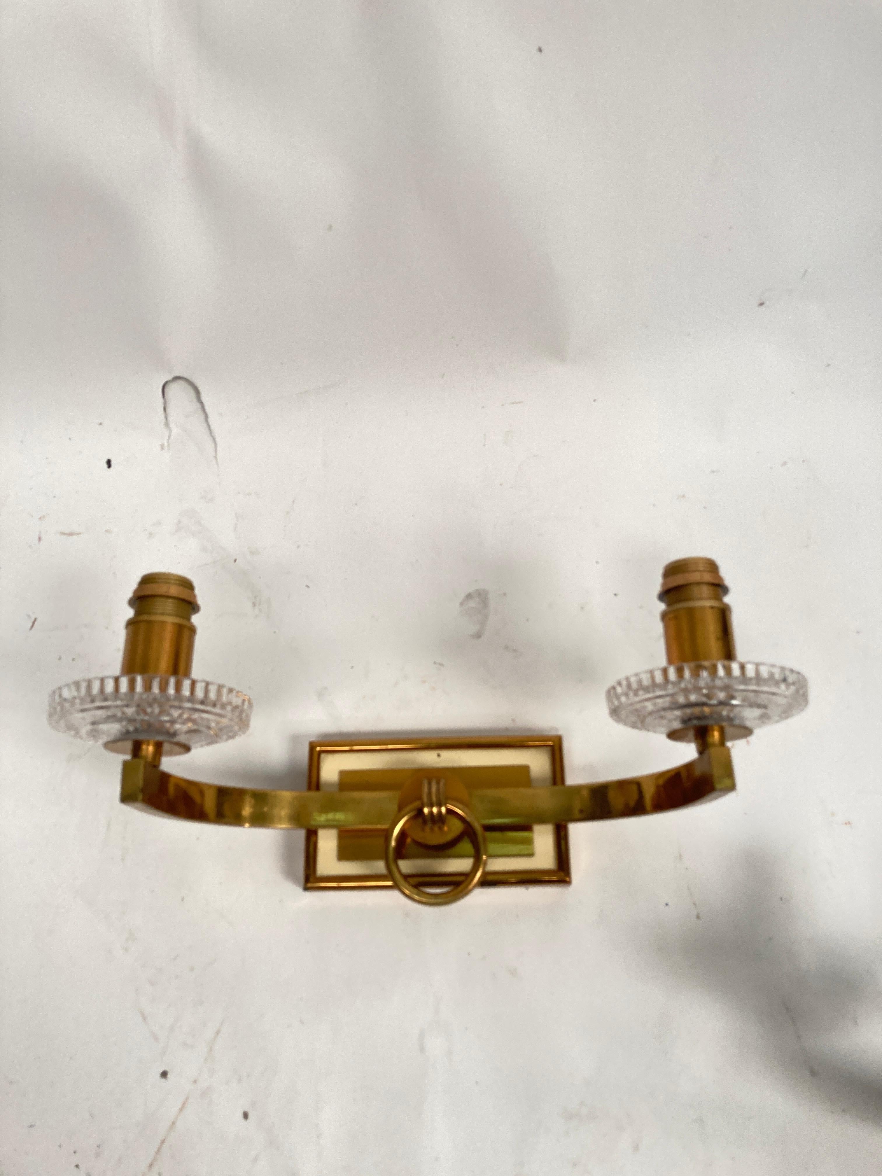 European Pair of 1940's sconces in the style of André Arbus For Sale