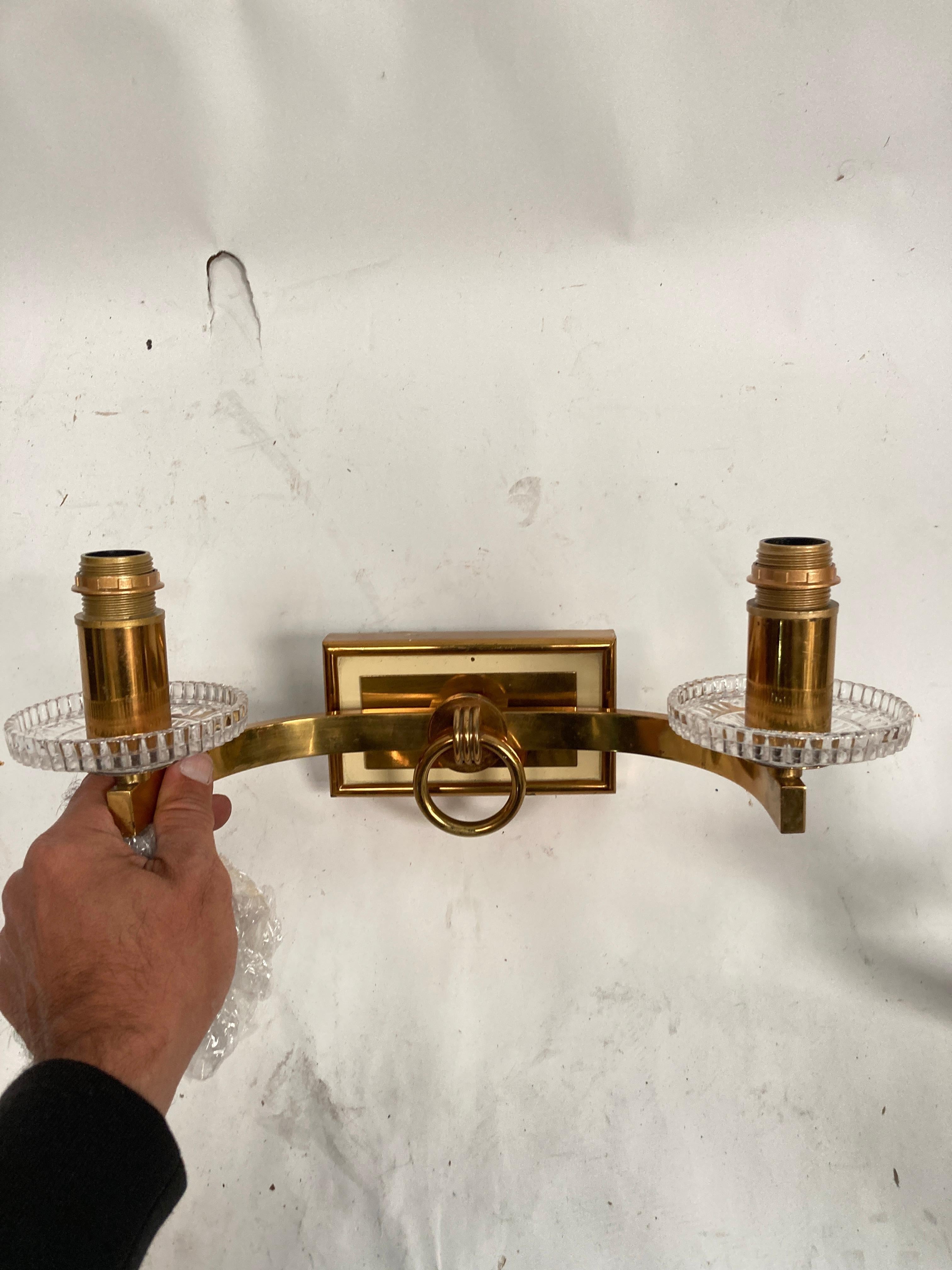 Brass Pair of 1940's sconces in the style of André Arbus For Sale