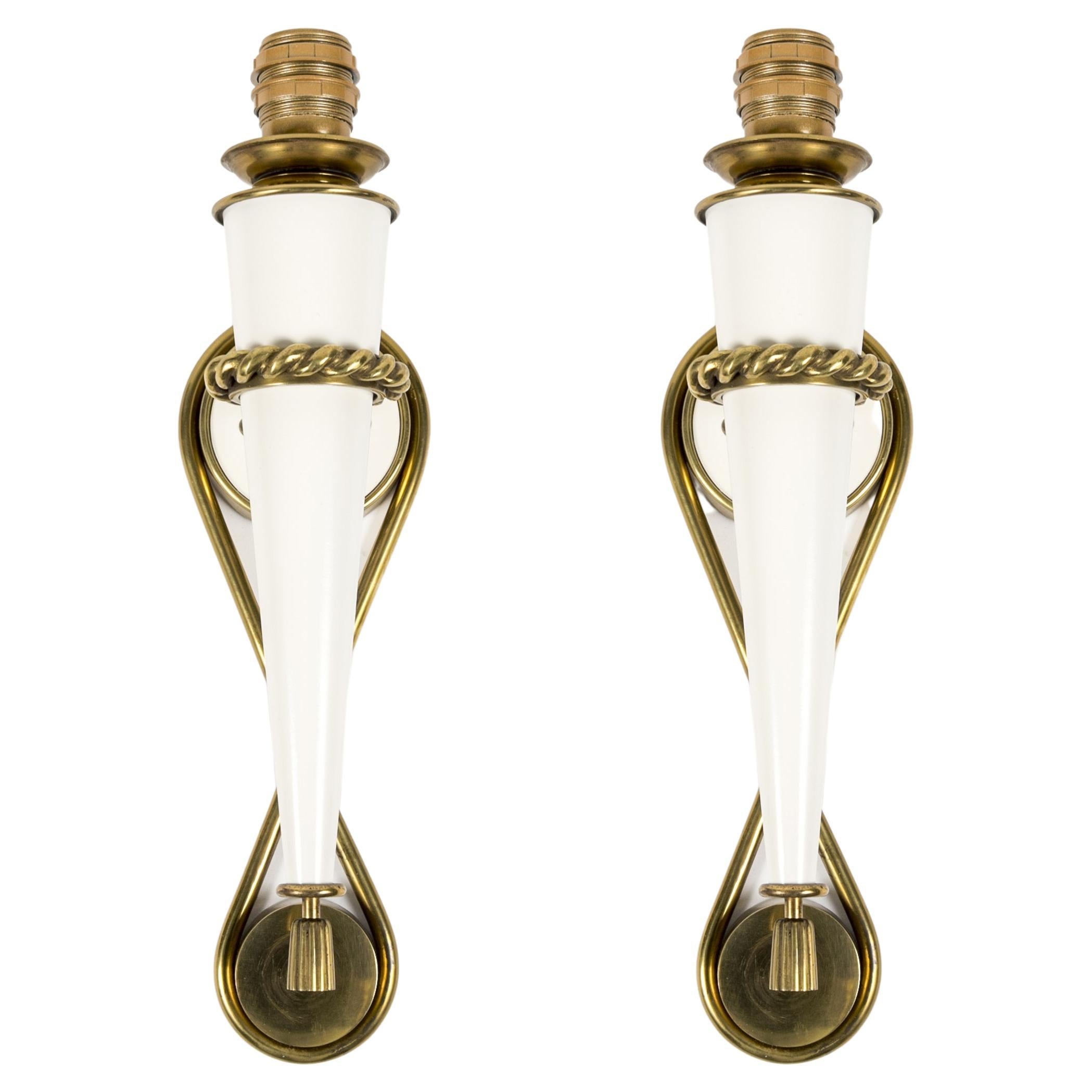 Pair of 1940s Sconces in the Style of Gilbert Poillerat For Sale