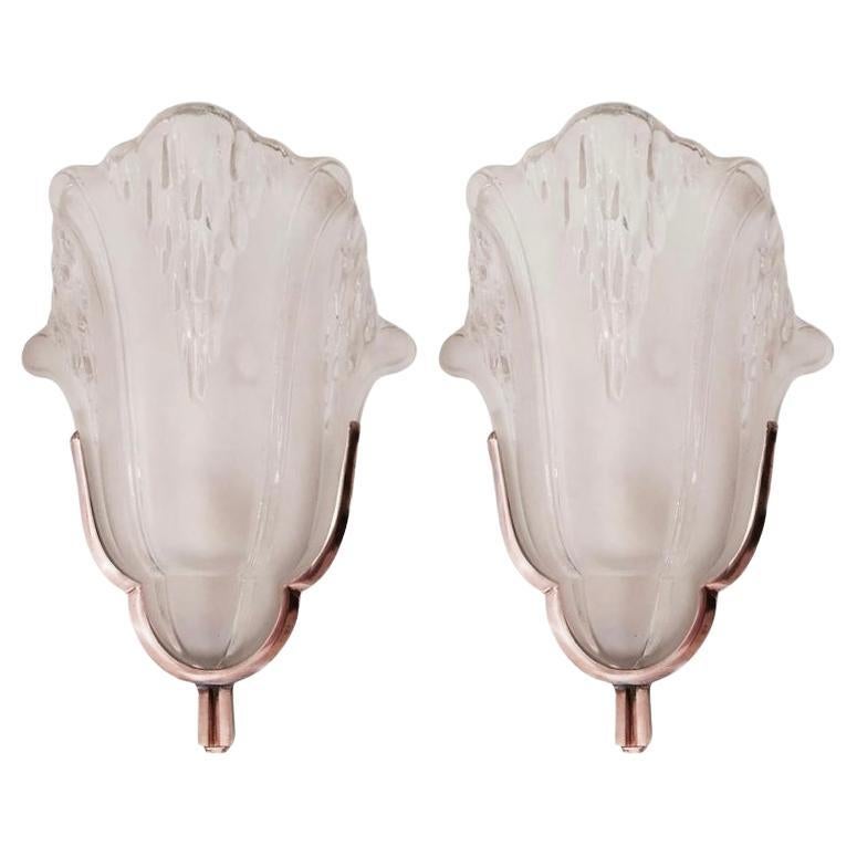 Pair of 1940s sconces signed Ateliers Petitot. For Sale