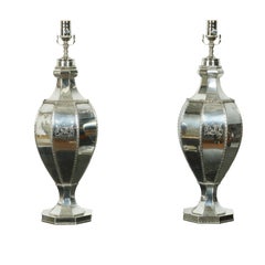 Pair of 1940s Silver Plated Table Lamps with Bious-et-Augax Armorial Crest