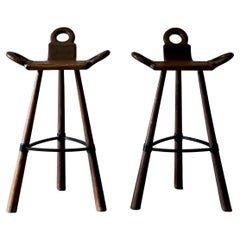 Pair of 1940s Spanish Leather Stools