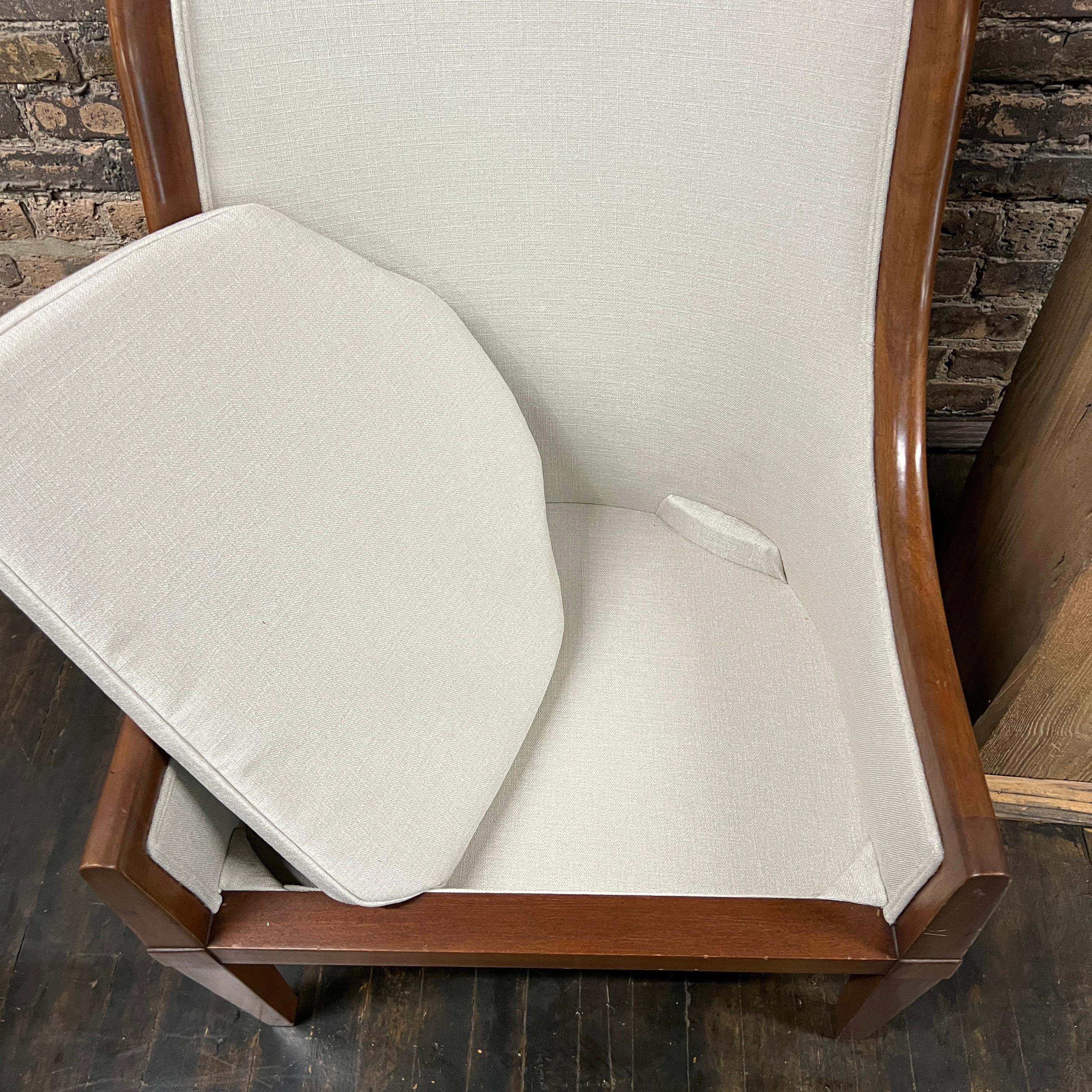 Pair of 1940's Spoon Back Lounge Chairs with Walnut Frames For Sale 3